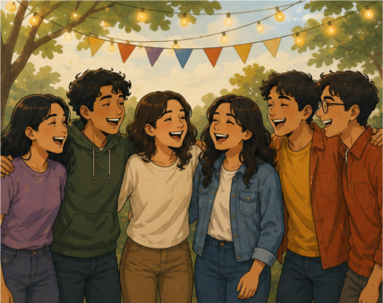 Friends celebrating
